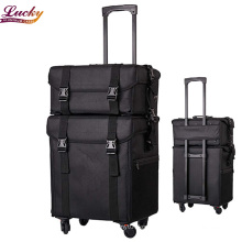 Easy to Carry Black Color Beauty Storage Case Travel Makeup Bag with Wheels